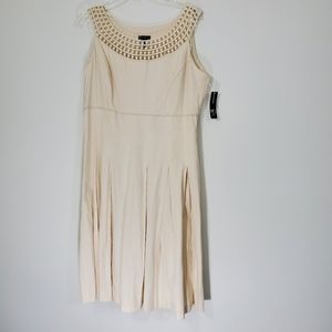 NWT New Directions Cream Sleeveless 100% Cotton Dress, Size 16